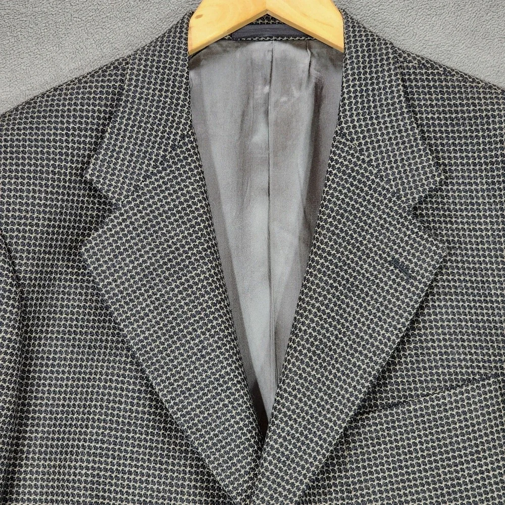 Vtg Nordstrom Blazer 40R Men Gray Nailhead‎ Tweed Birdseye USA Wool Preppy